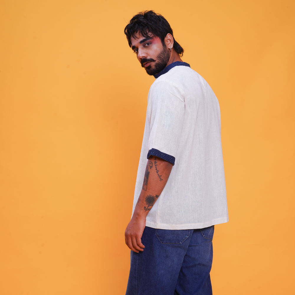 Kala Cotton Handloom Bunkar tshirt (Indigo)