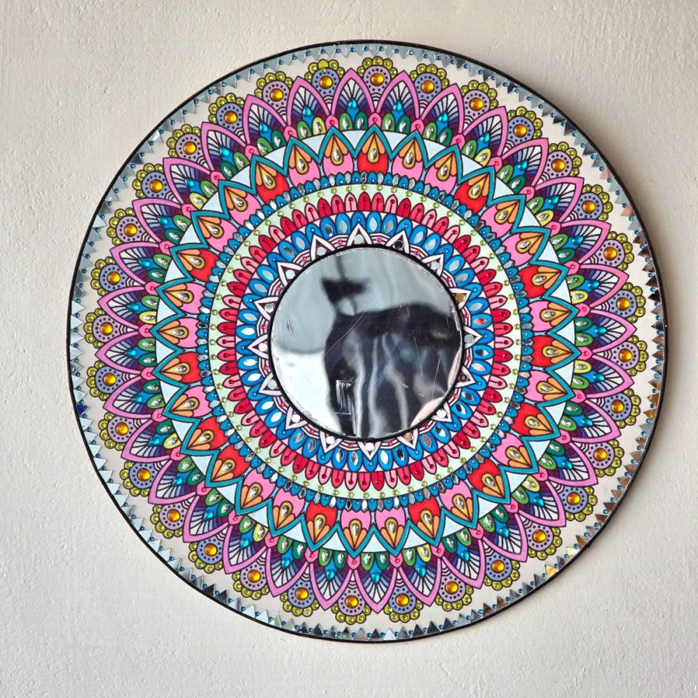 15in/40cm MDF round acrylic mirror wall hanging decor