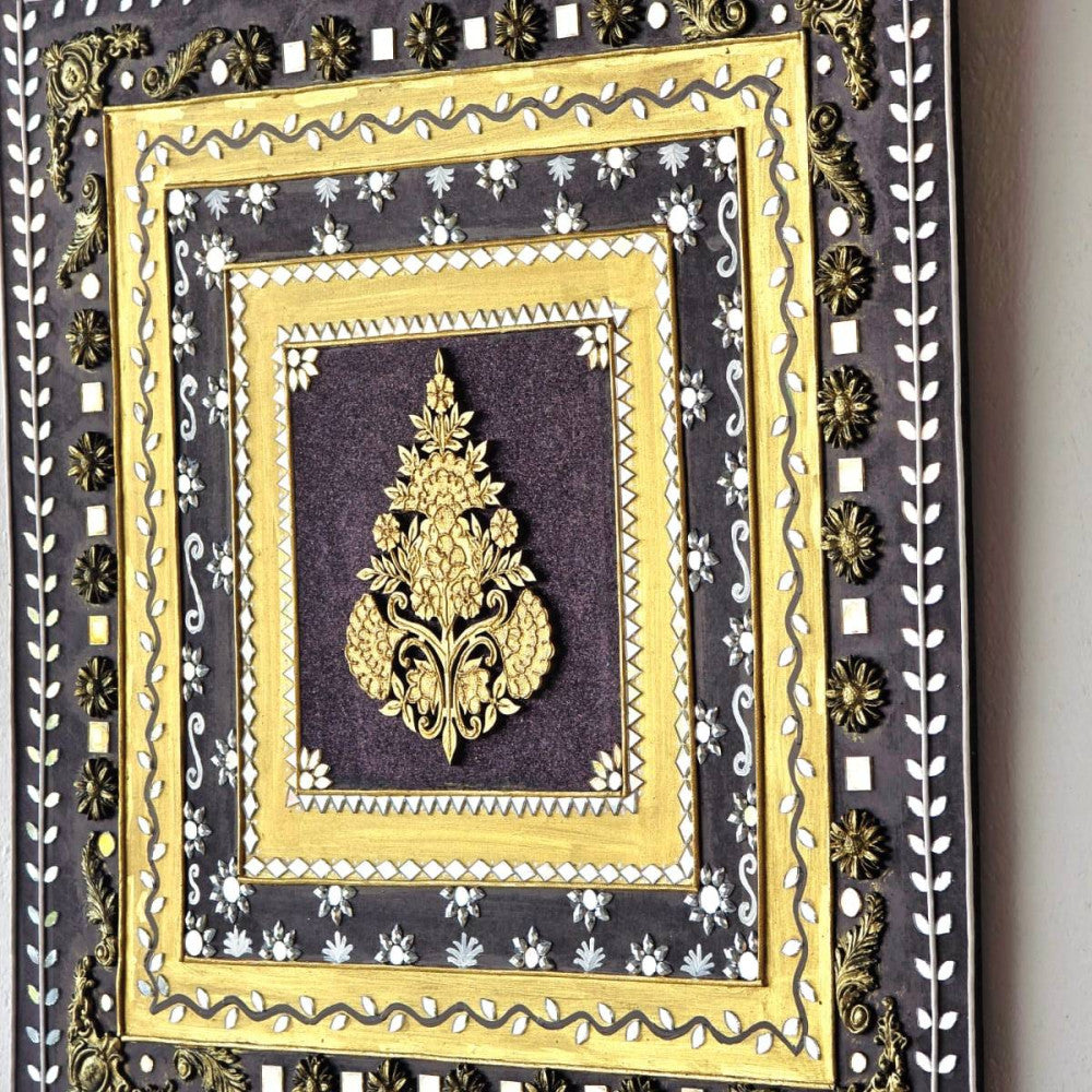 18x18in MDF black N gold decorative wall hanging art