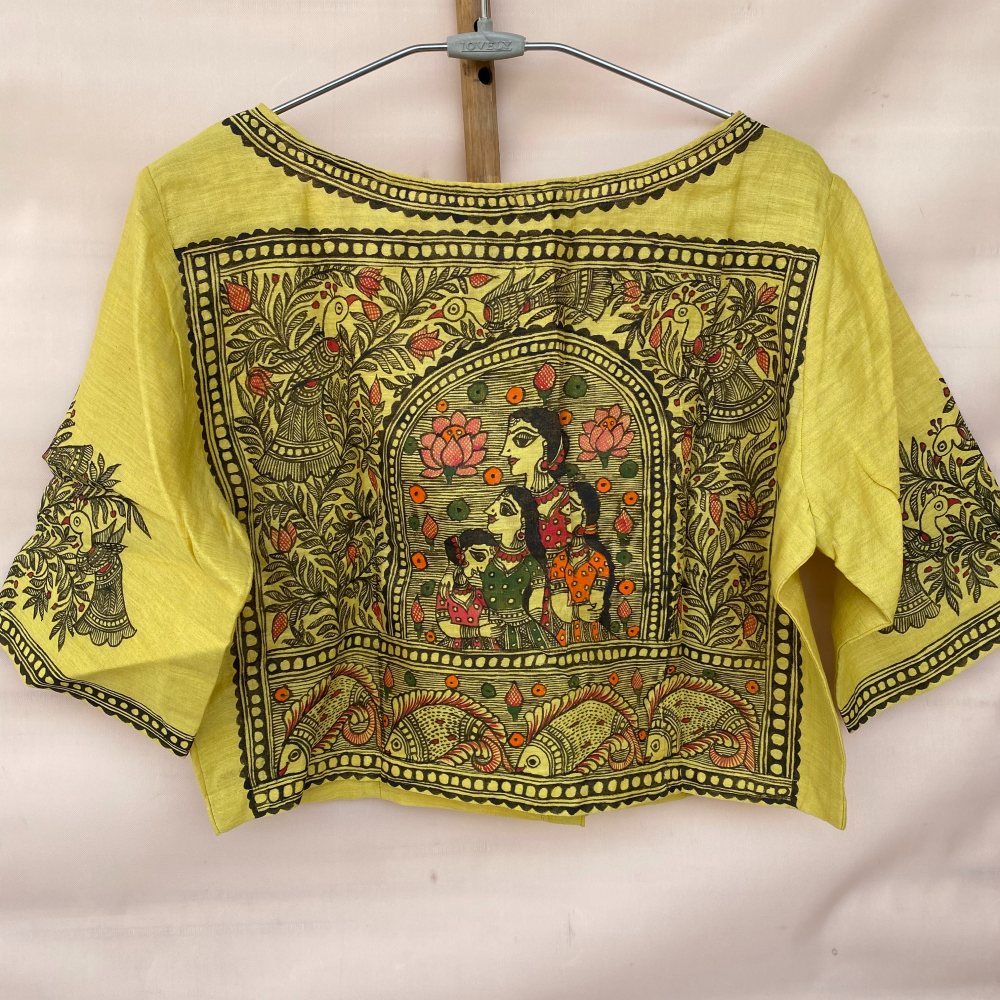 Blouse Top - Madhubani Hand art on Cotton Tissue