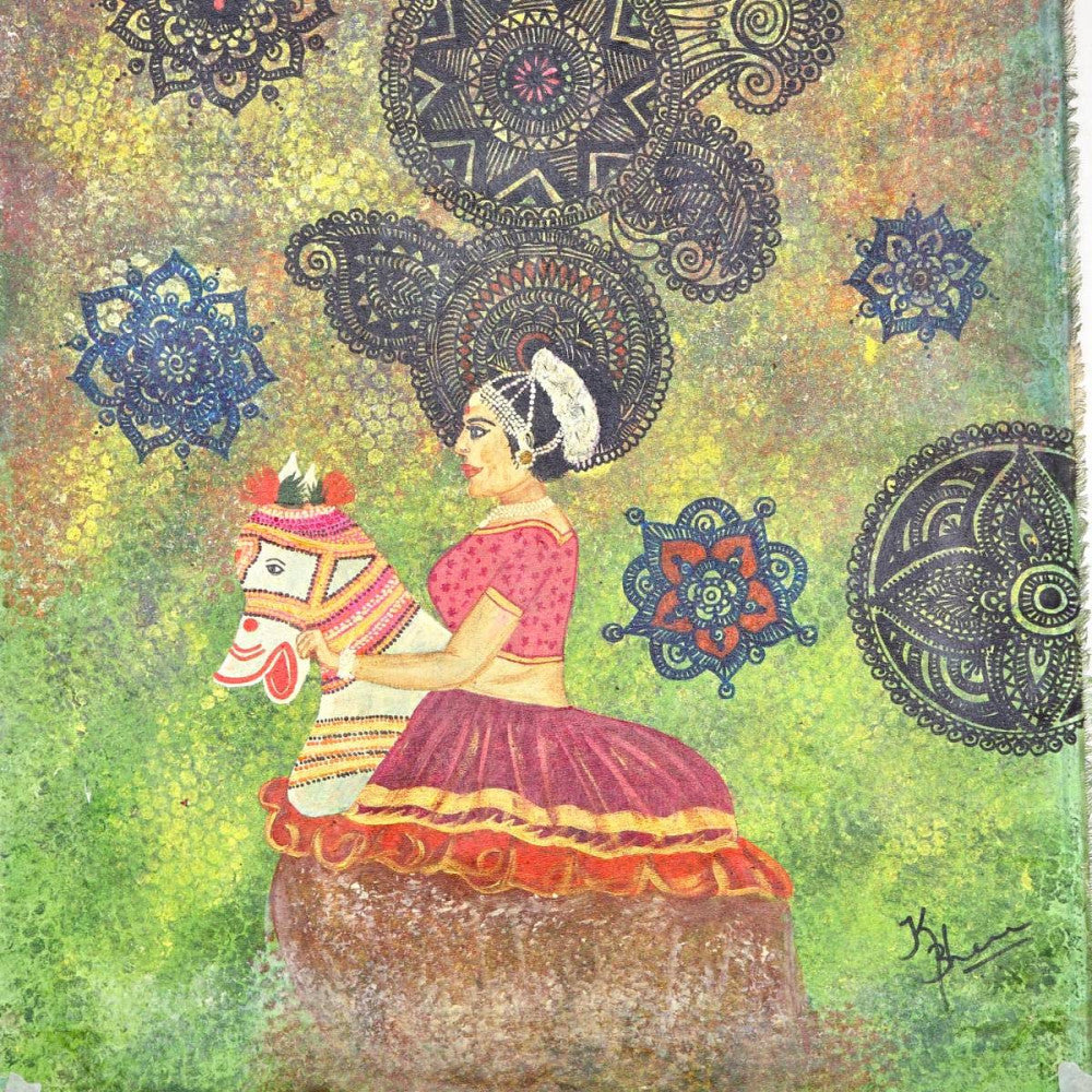 Indian folk dance WOODENLEG Acrylic canvas painting