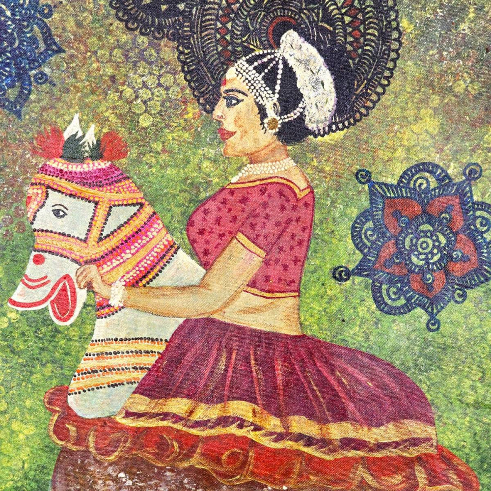 Indian folk dance WOODENLEG Acrylic canvas painting