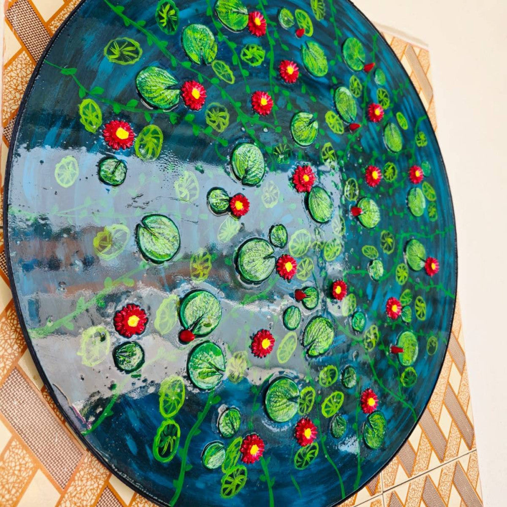 24in/60cm ROUND LOTUS POND-RESIN WALL HANGING DECOR