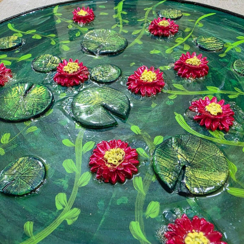 12in/30cm Round lotus pond wall hanging decor