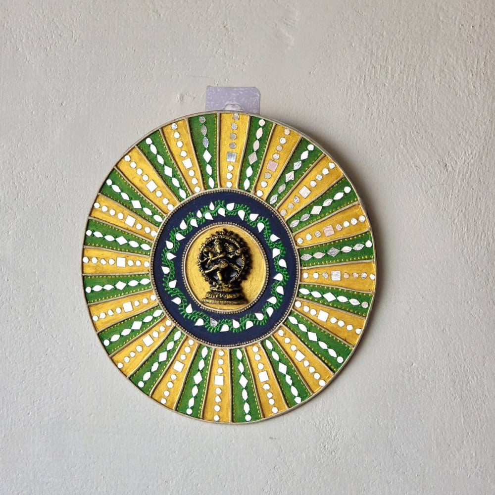 12in/30cms MDF round Lord Nataraja wall hanging decor piece