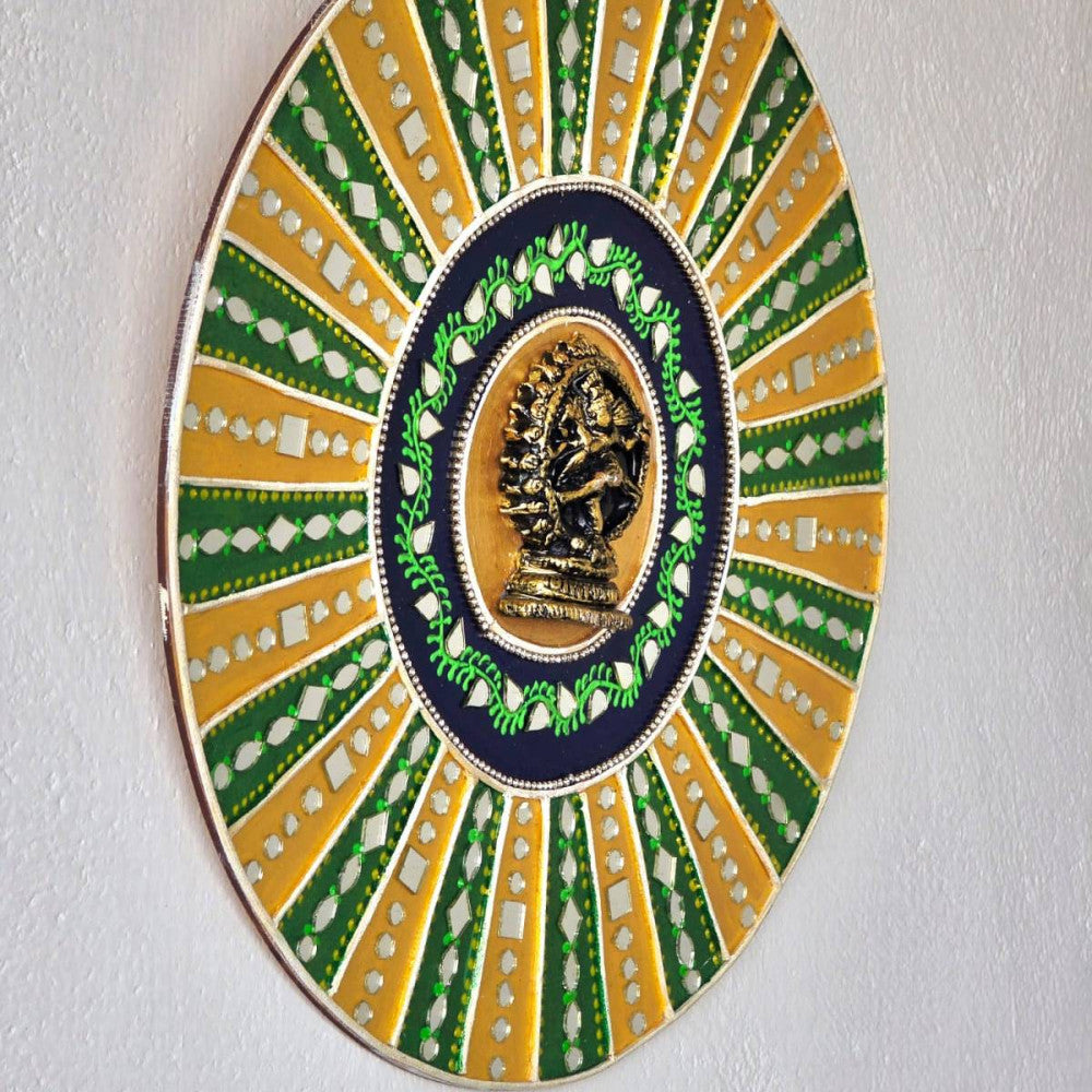 12in/30cms MDF round Lord Nataraja wall hanging decor piece