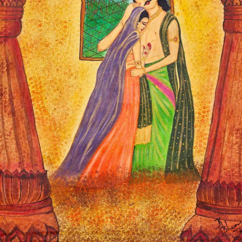 Royal couple comforting each other Acrylic canvas painting