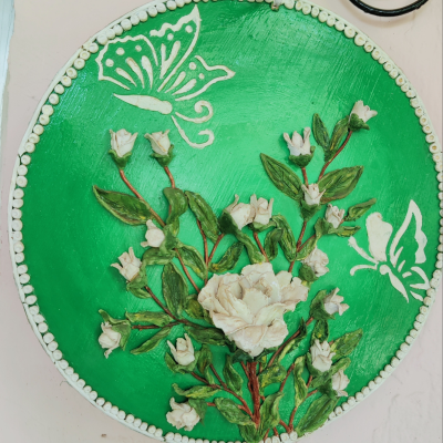 Russian Sculpture Rose Clay Art Wall Decor