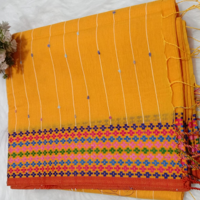 Bengal Cotton with Cross_Stitch Design_Orangish Yellow
