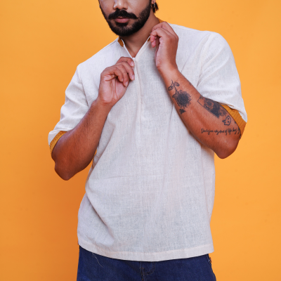 Kala Cotton Handloom Bunkar tshirt (Yellow) 1