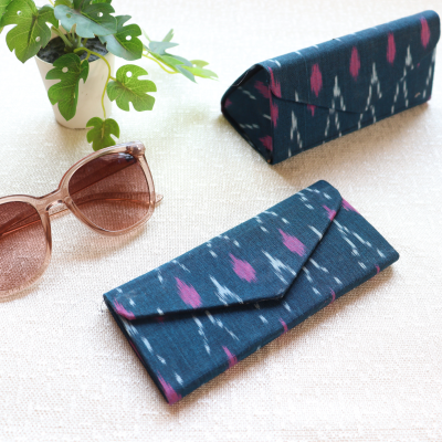 Nilah Collective Ikat Foldable Sunglass Case- Blue and Pink