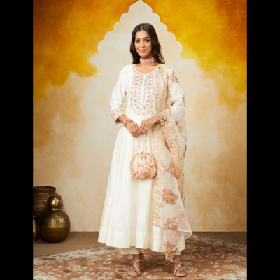 Kanaklata Cotton Embroidered Kurta Set with Pant & Dupatta