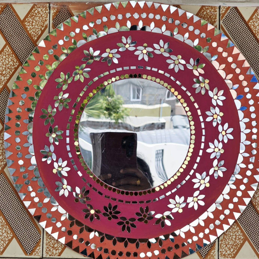 12in/30cm Round MDF real mirror wall hanging decor.