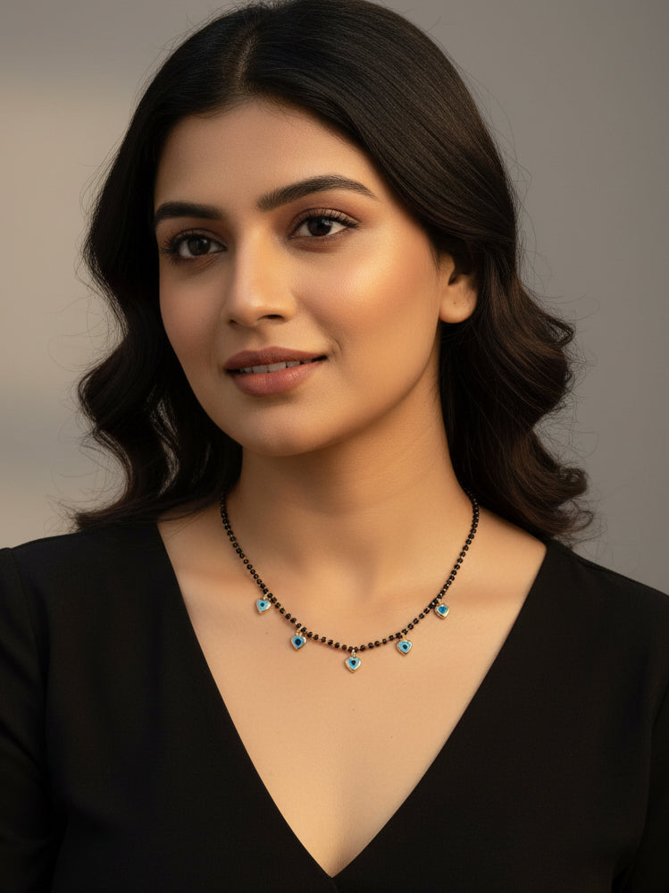 JHB Evil eye Black Bead Tanmaniya Mangalsutra For Women