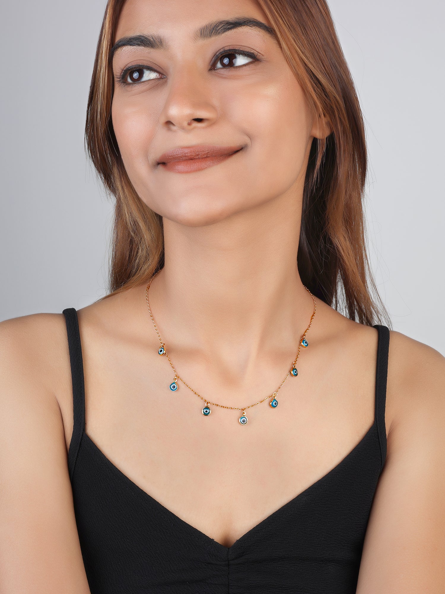 JHB Evil Eye Necklace Turkish Blue Evil Eye Necklace for Women And Girls
