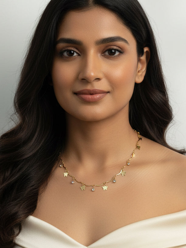 JHB Diamond and Gold Plated Short Tanmaniya Chain For Women And Girls