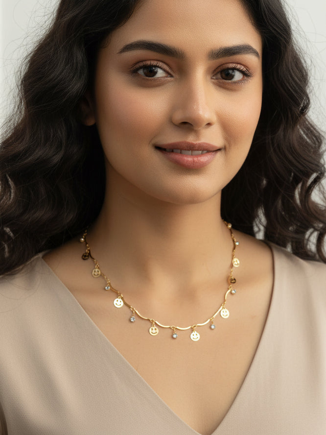 JHB Diamond and Gold Plated Short Tanmaniya Chain For Women And Girls