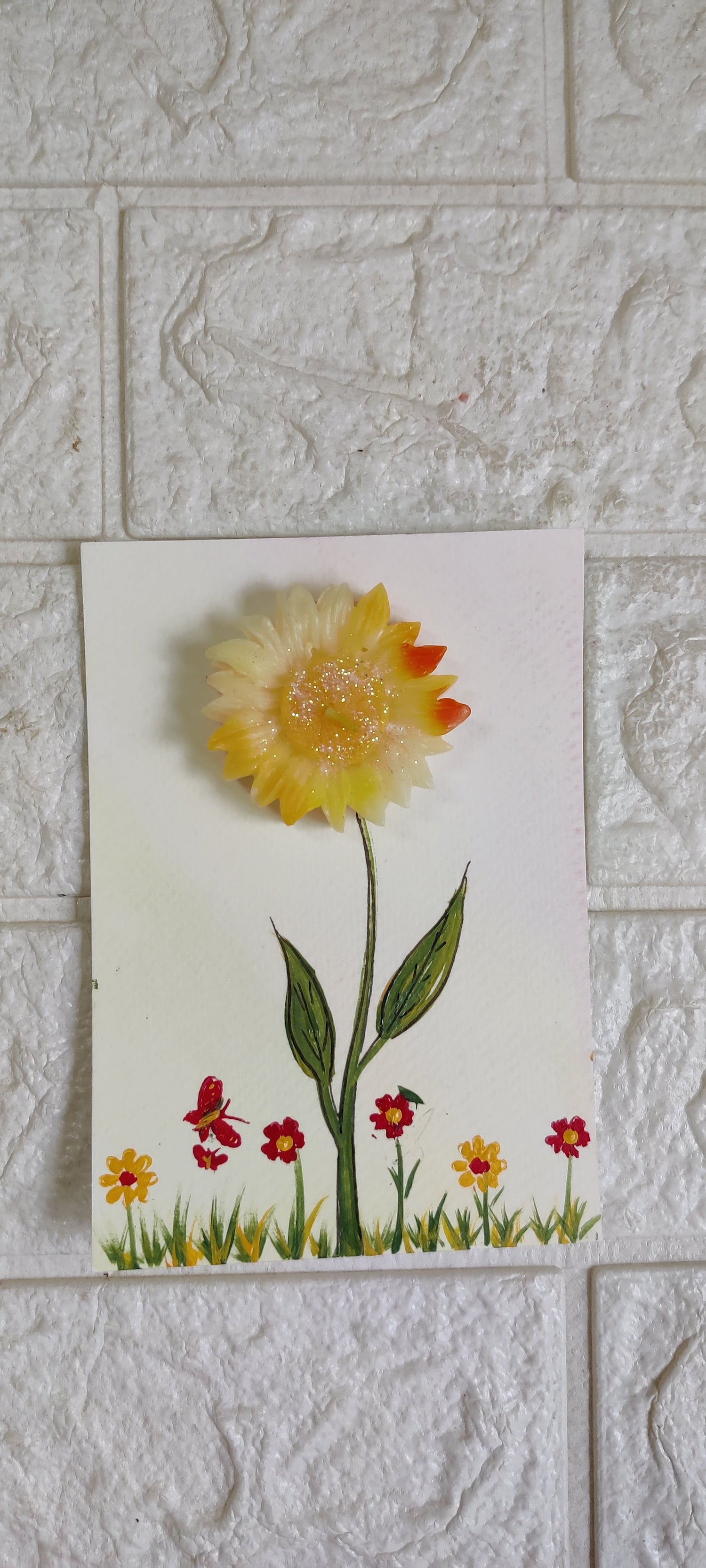 Garden Bliss Greeting Card with Floating Candle, handmade, soy wax, scented, best for giftings, return gift, 300 gsm paper, watercolor painting ,Set of 10 Cards