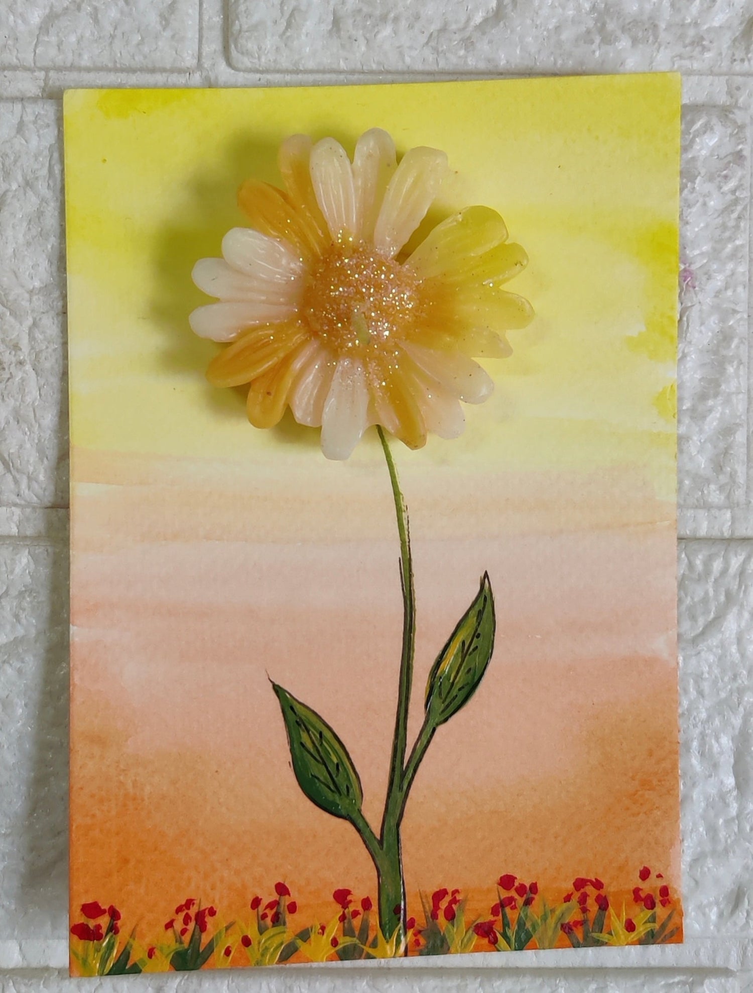 Garden Bliss Greeting Card with Floating Candle, handmade, soy wax, scented, best for giftings, return gift, 300 gsm paper, watercolor painting ,Set of 10 Cards