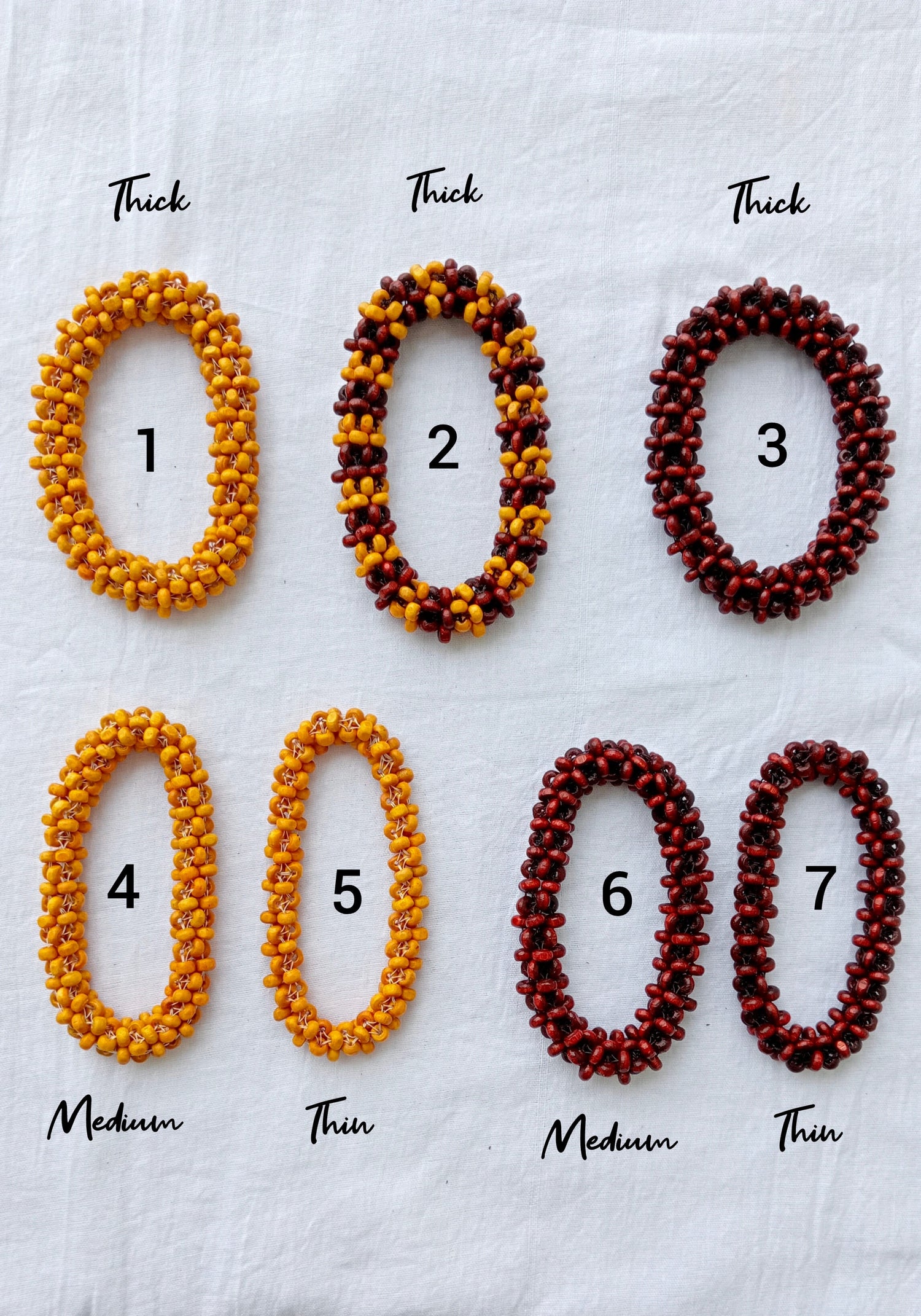 Hand-woven Wooden Bead Bangle | Maroon & Mustard Yellow |  Floral Patterns | Delicate Feel