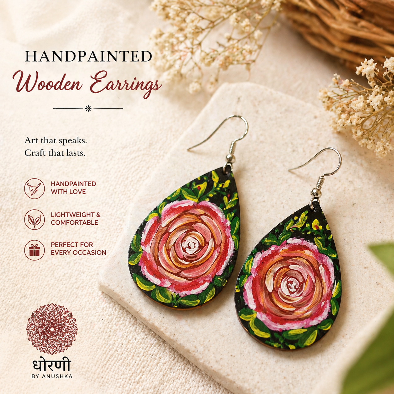 Earrings hand-painted