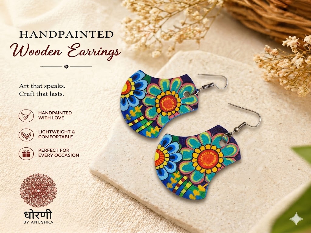 Earrings hand-painted