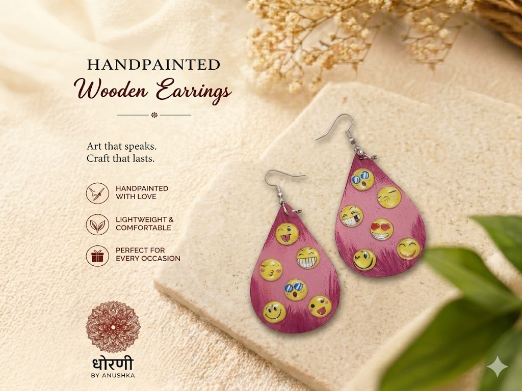 Earrings hand-painted (Smiley)
