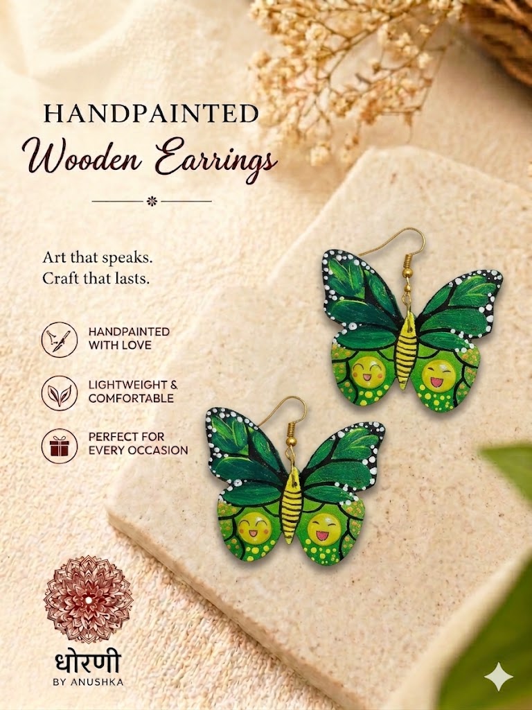 Earrings hand-painted (butterfly)