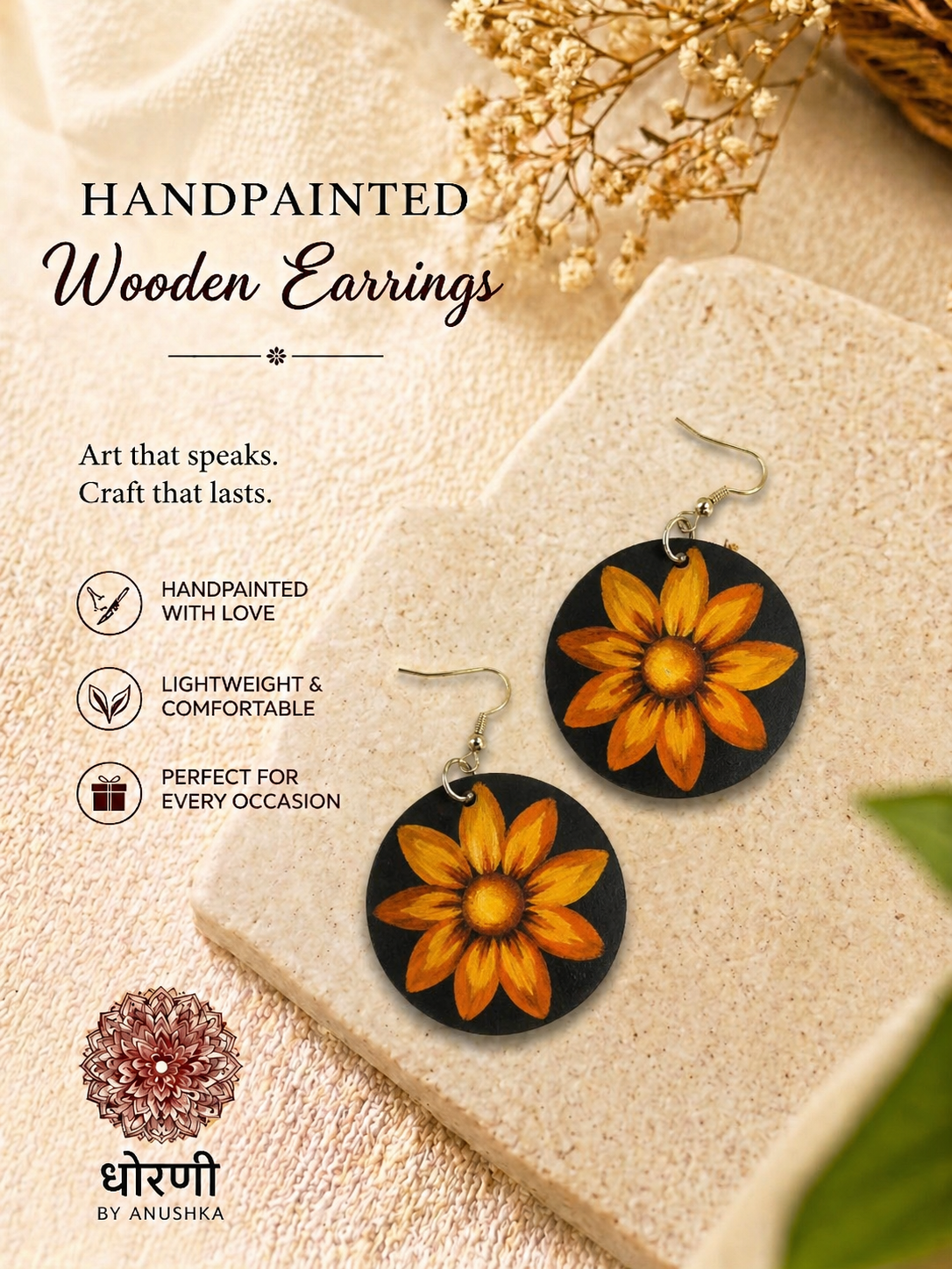 Earrings hand-painted