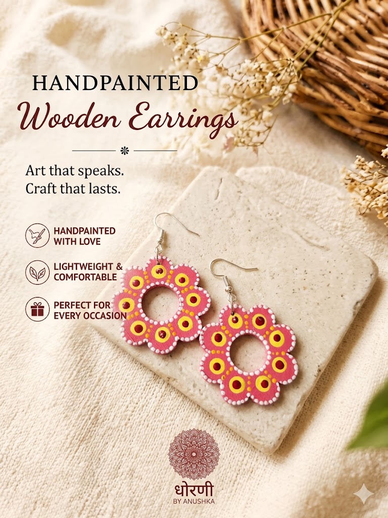 Earrings hand-painted