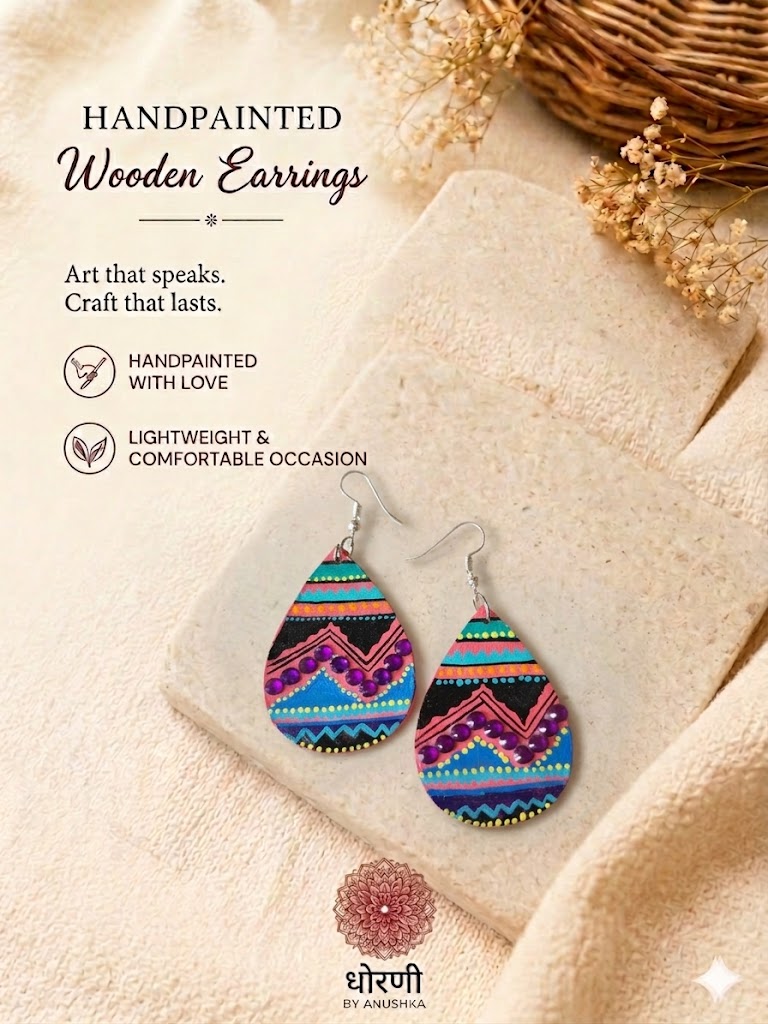 Earrings hand-painted