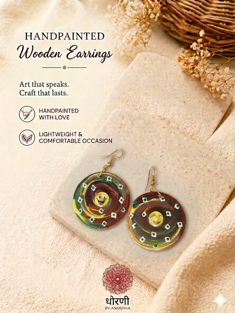 Earrings hand-painted