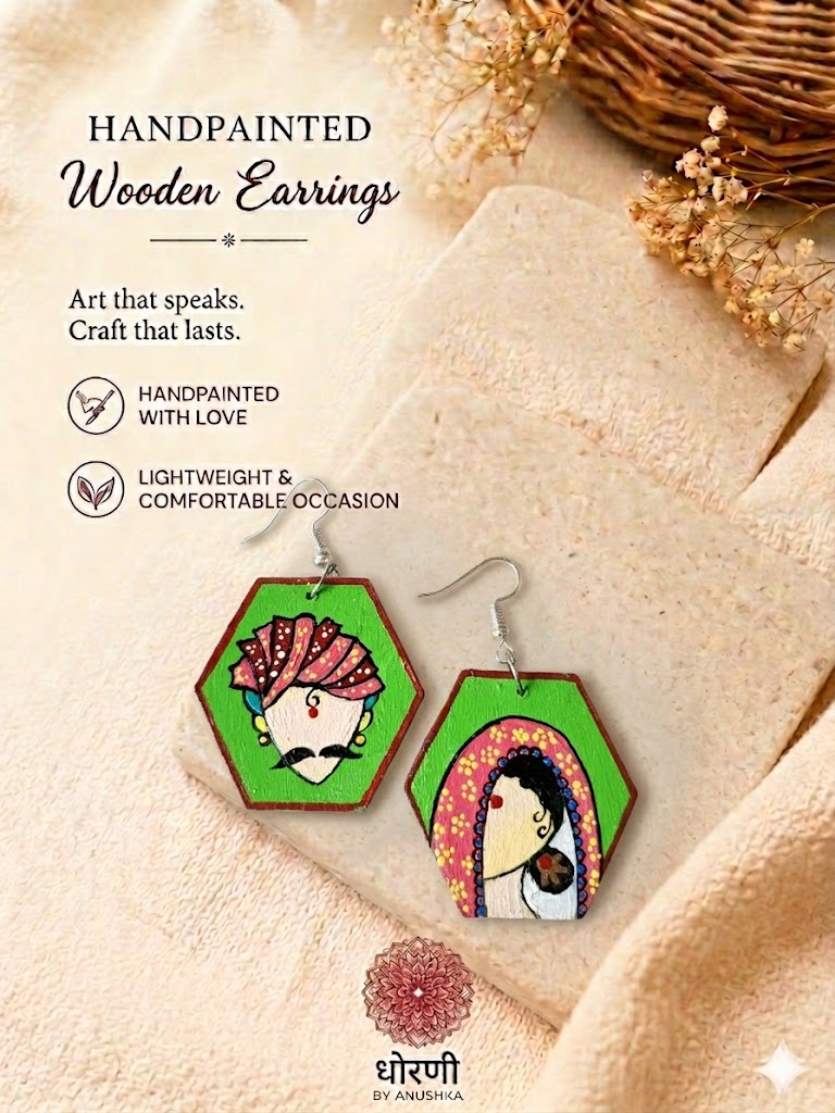 Earrings hand-painted