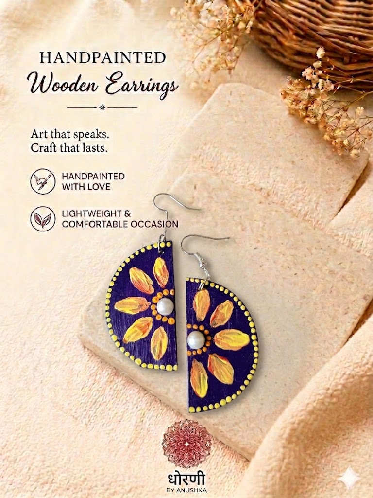 Earrings hand-painted