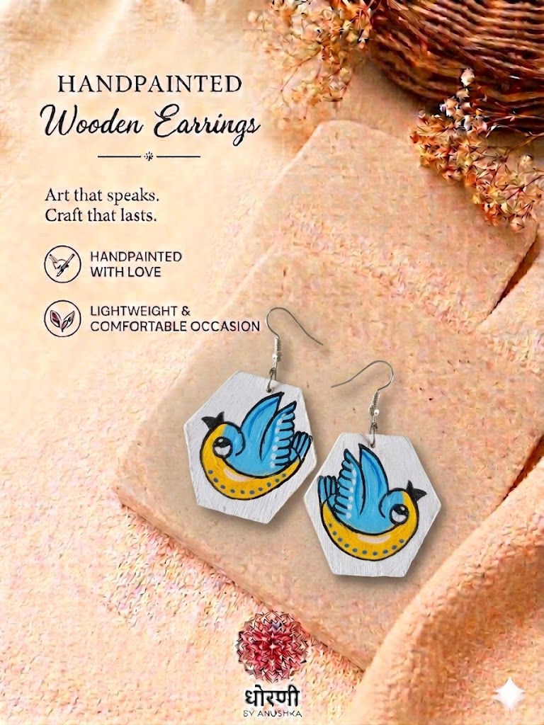 Earrings hand-painted
