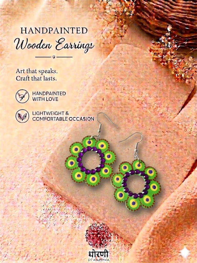 Earrings hand-painted