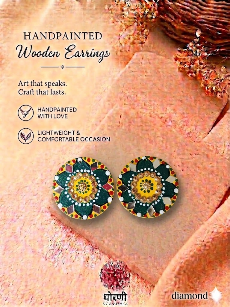 Earrings hand-painted