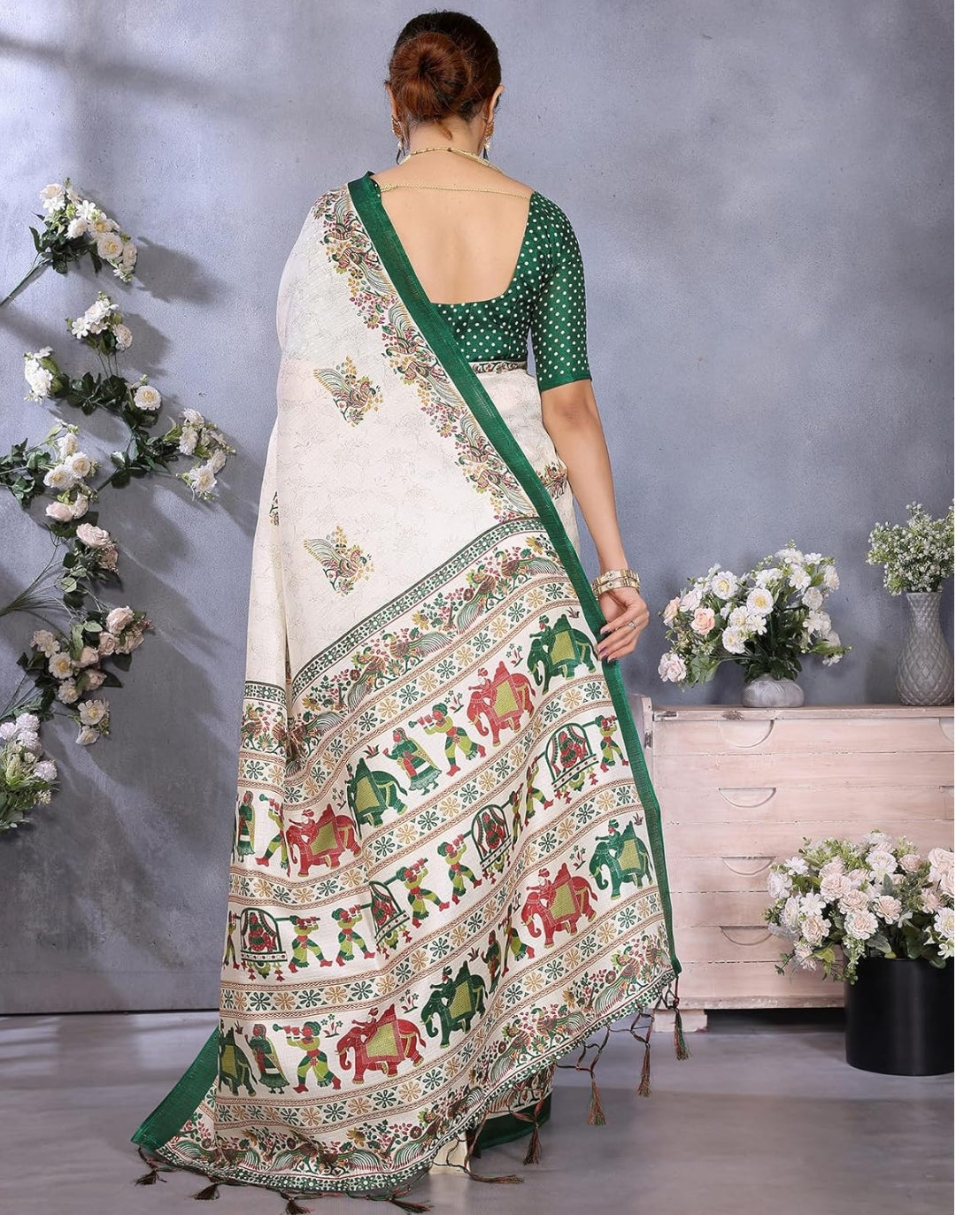 Kanaklata Exquisite Khadi Silk Saree with Pattachitra Inspired Print