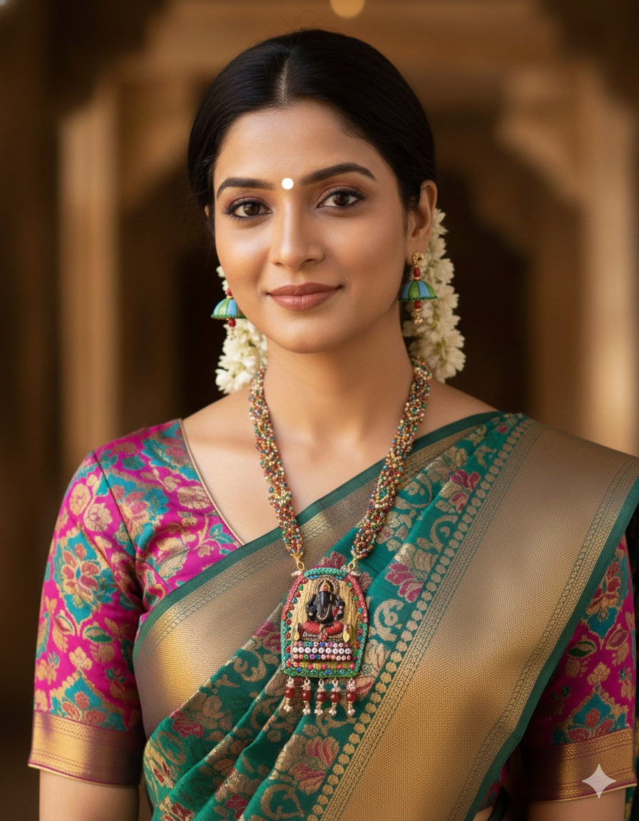 Lord Ganesha pillayar terracotta fusion jewellery set