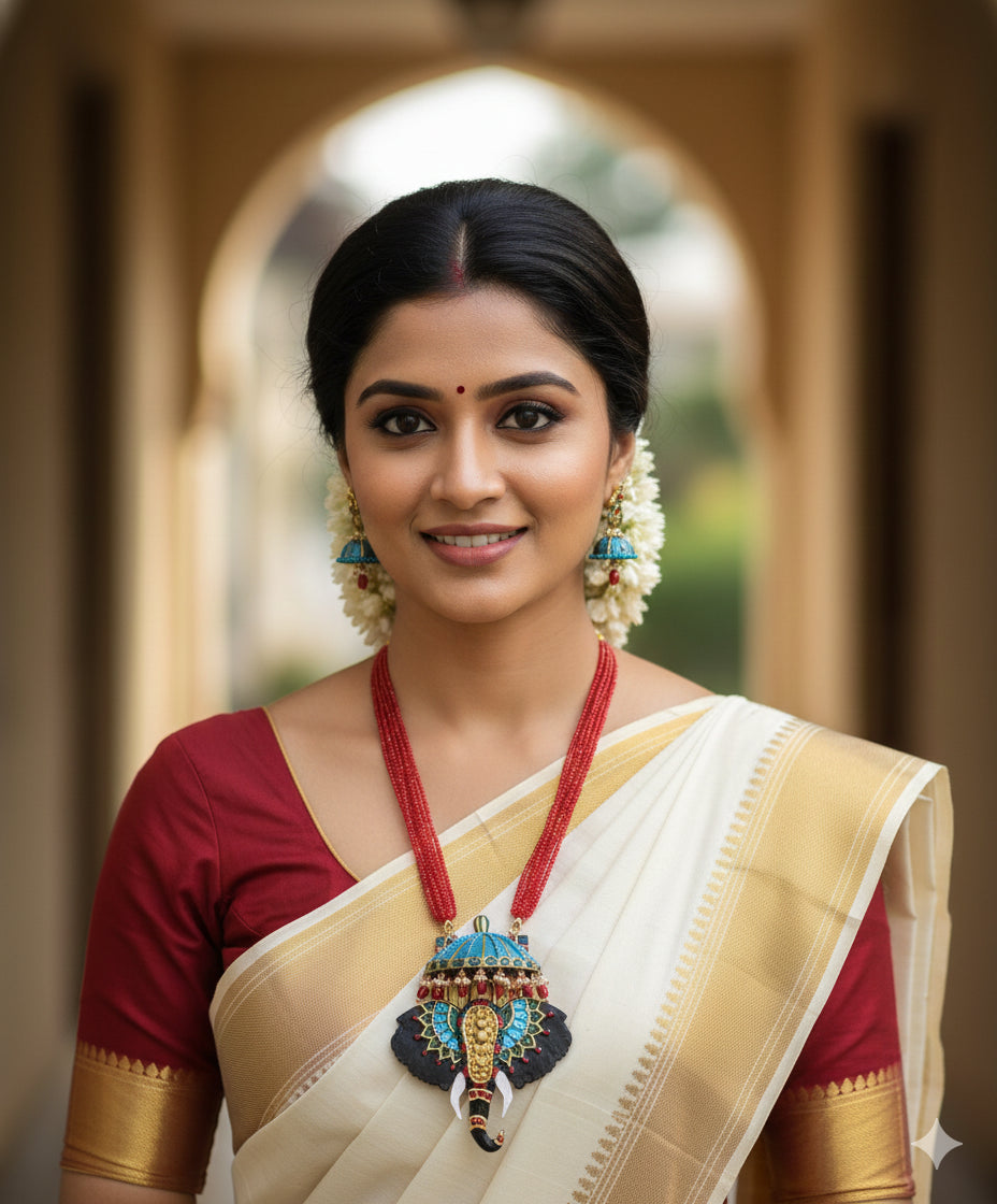 Kerala pooram Elephant Terracotta fusion jewellery set