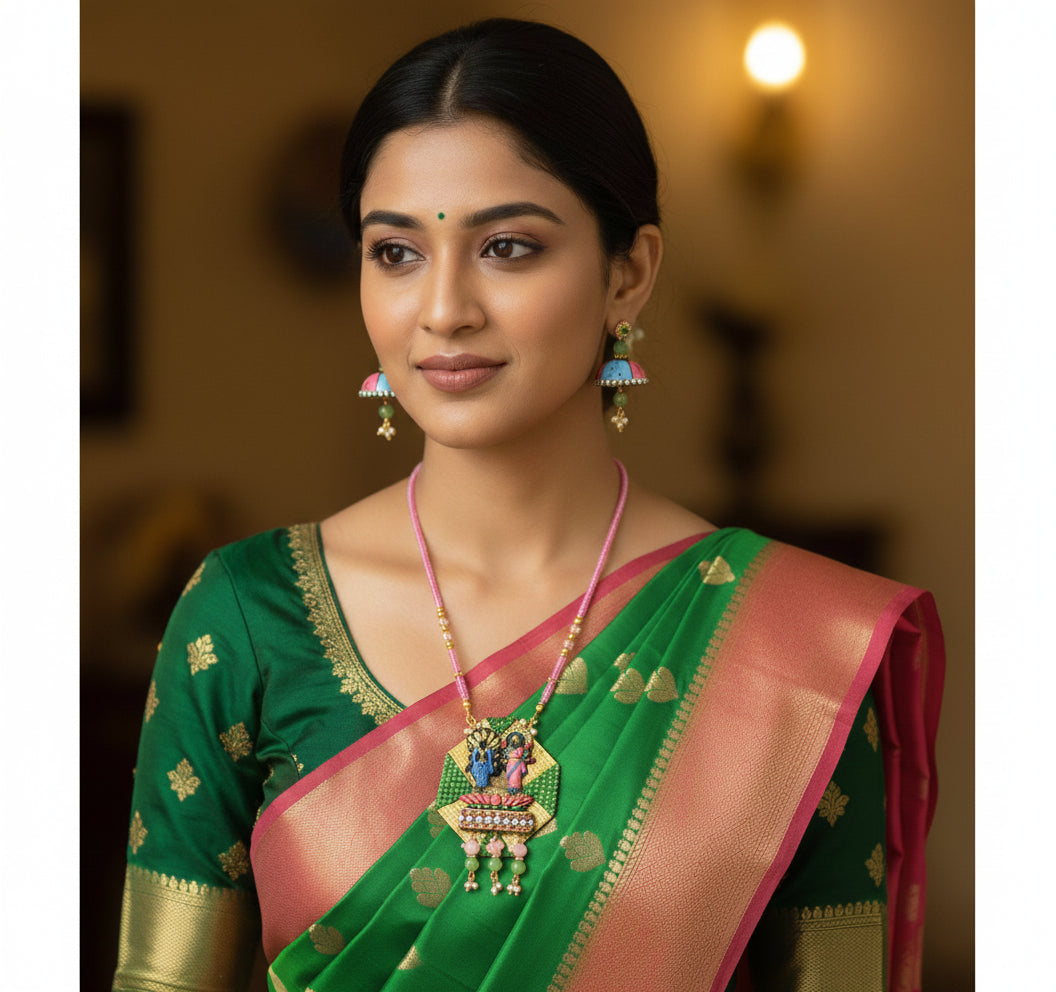 Lord Naryanan N Lakshmi terracotta fusion jewellery set