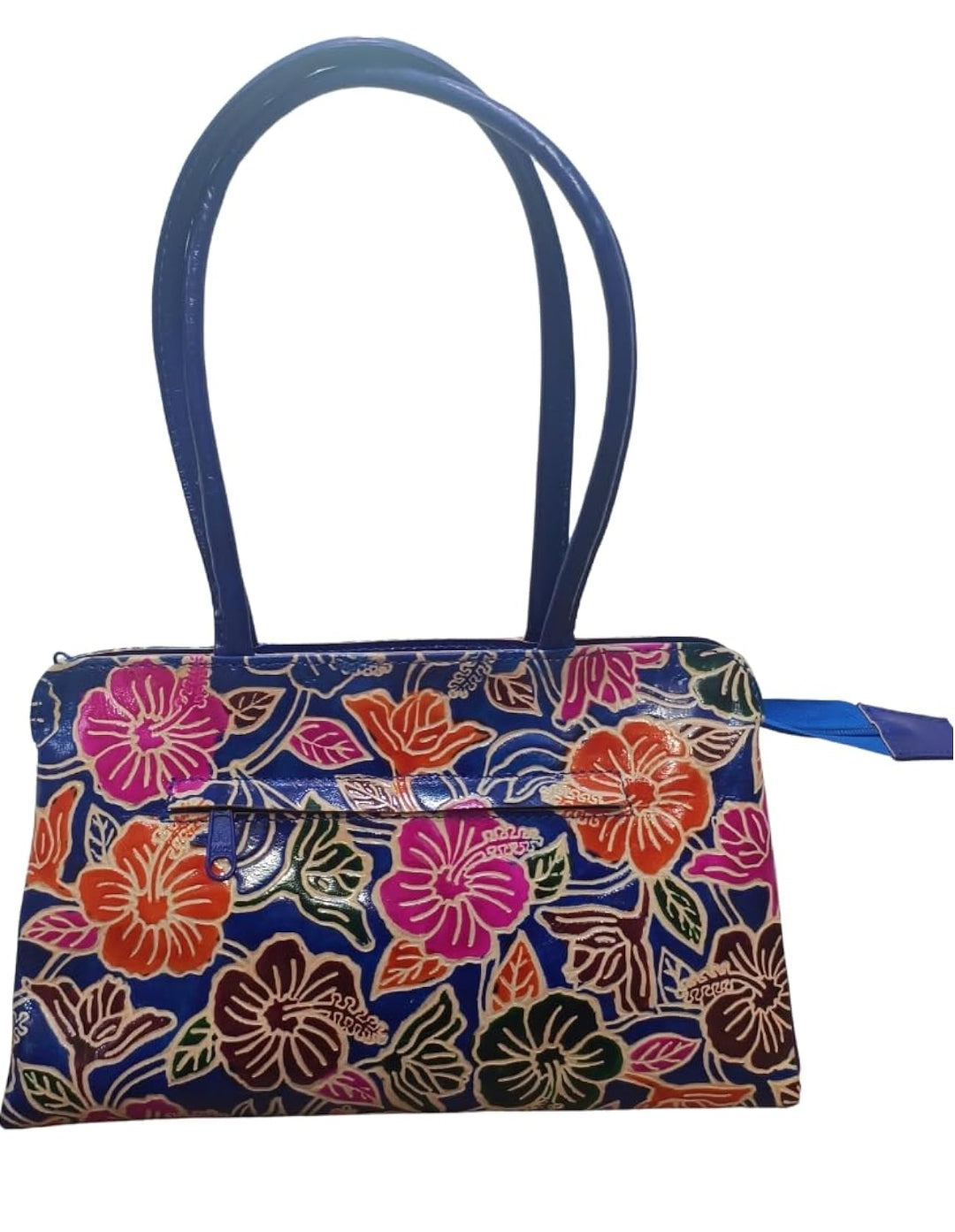Genuine Shantiniketan Leather Vanity Handbag | Handcrafted Floral Design | Zipper Closure