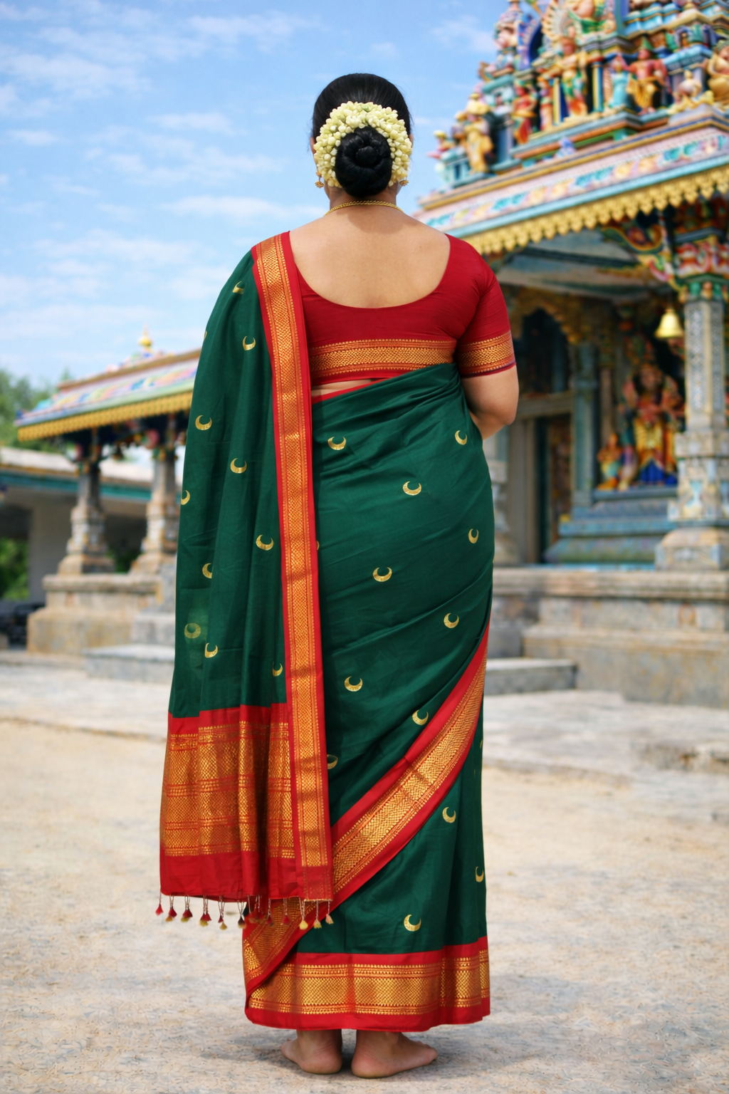 Kanaklata Serene Green Cotton Silk Saree with Zari Border
