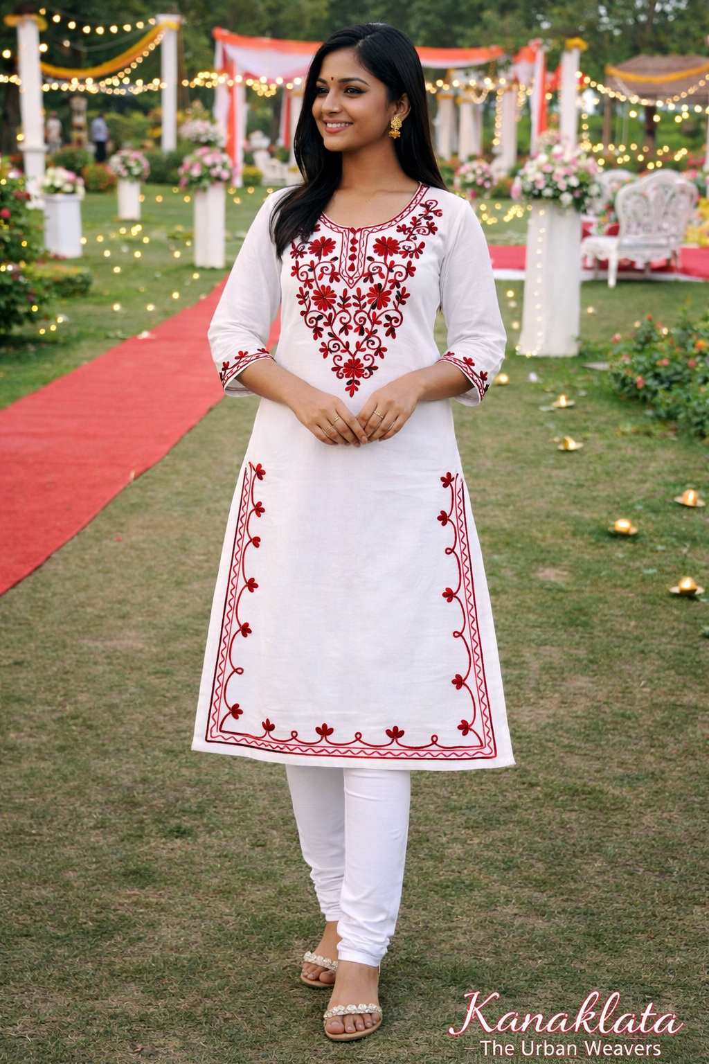 Kanaklata Cotton Kurti with Kashmiri Aari Hand Embroidery