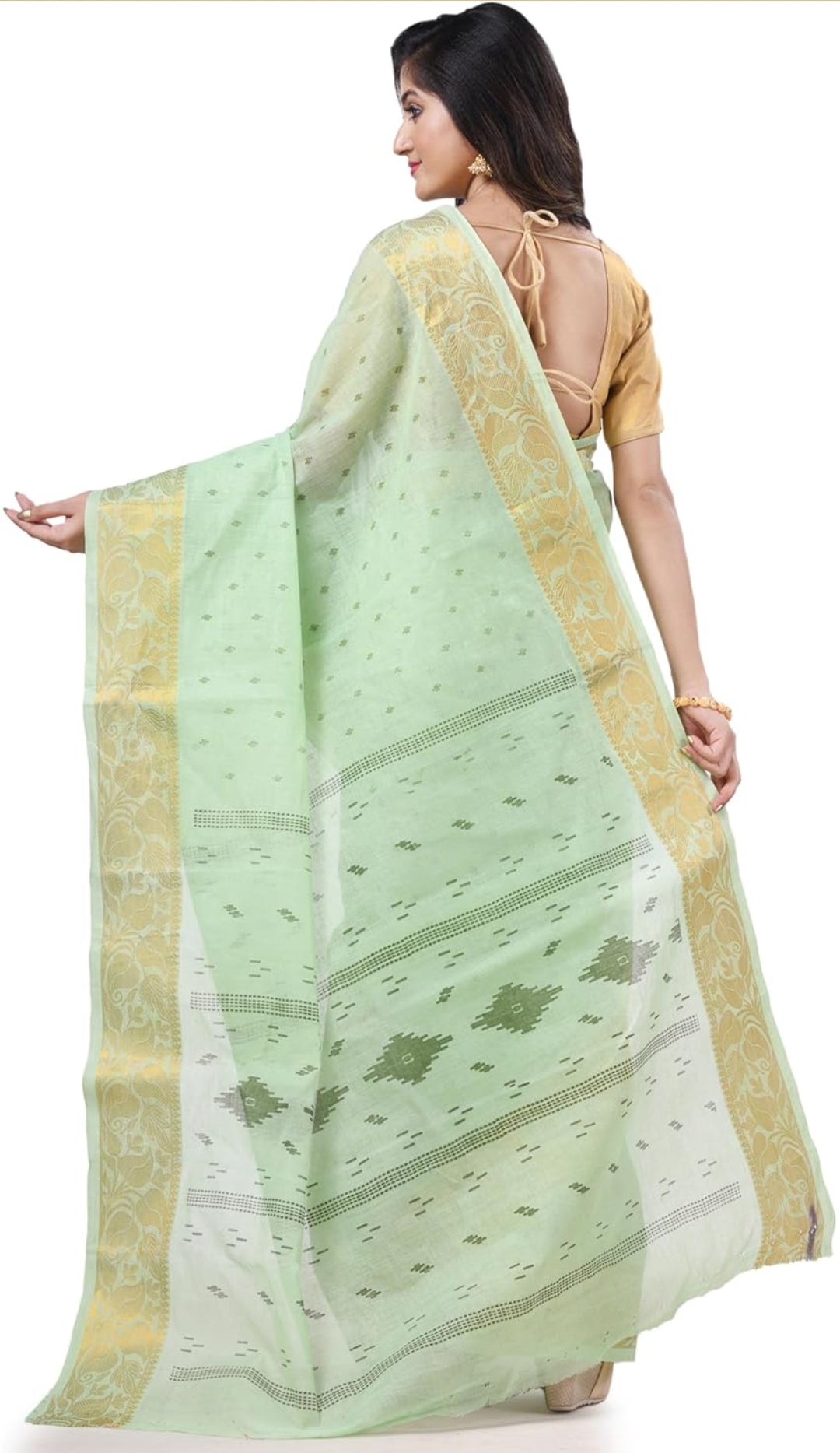 Bengal Handloom Pure Cotton Saree | Zari Border | Kerala Print