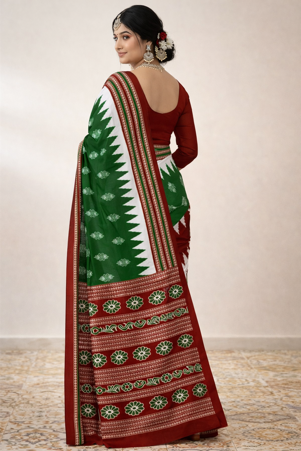 Kanaklata Premium Cotton Sambalpuri Printed Handloom Saree