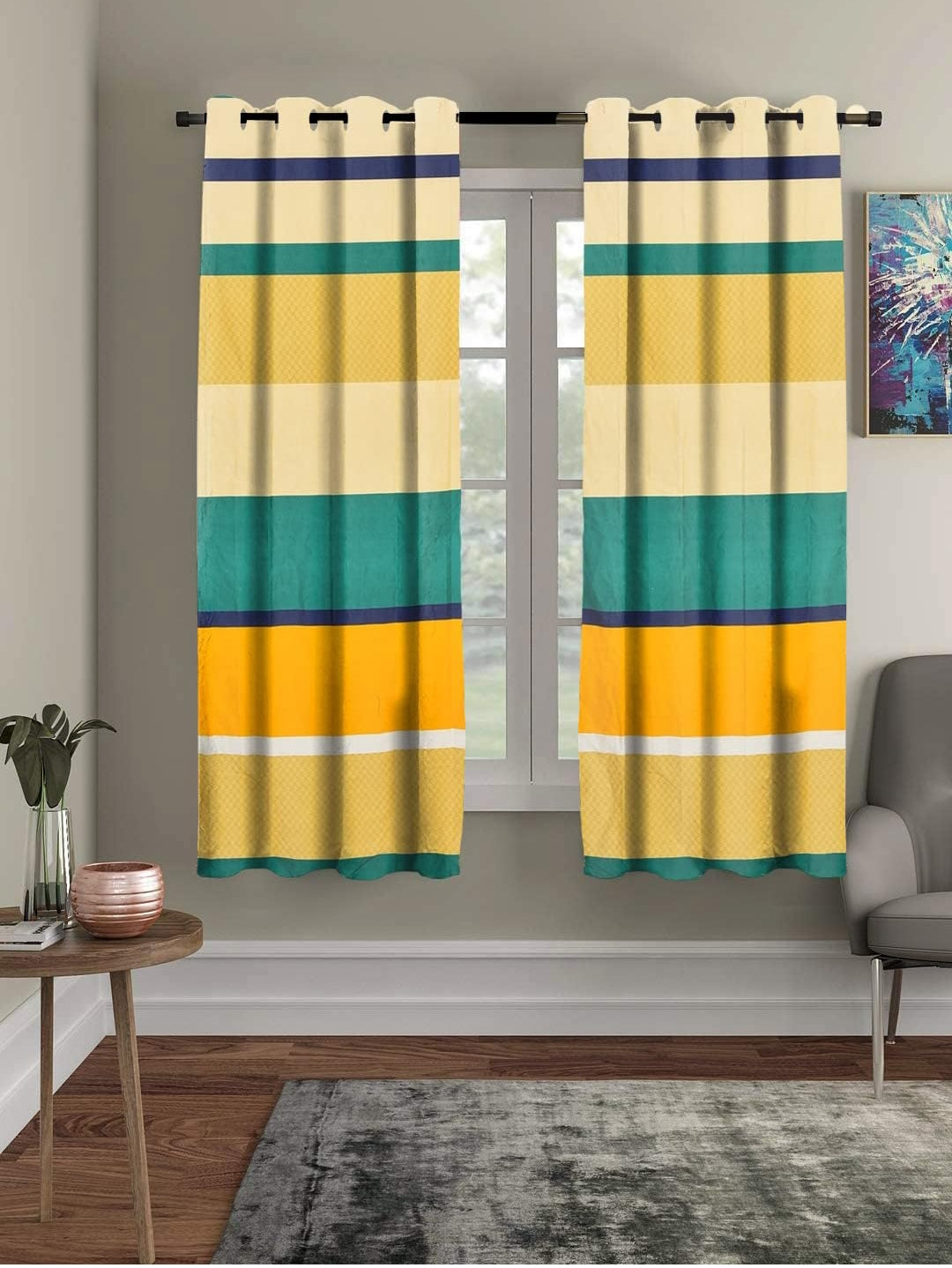 Premium Cotton Window Curtain Set of 2 Panels | Room Darkening Eyelet Curtains for Living Room, Bedroom & Home Decor | 121 x 152 cm (4ft x 5ft)