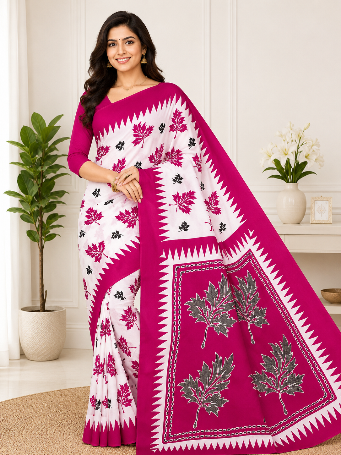 Pure Cotton Hand Block Printed Saree for Women | Lightweight Traditional Ethnic Saree with Printed Pallu & Border | Blouse Piece Not Included