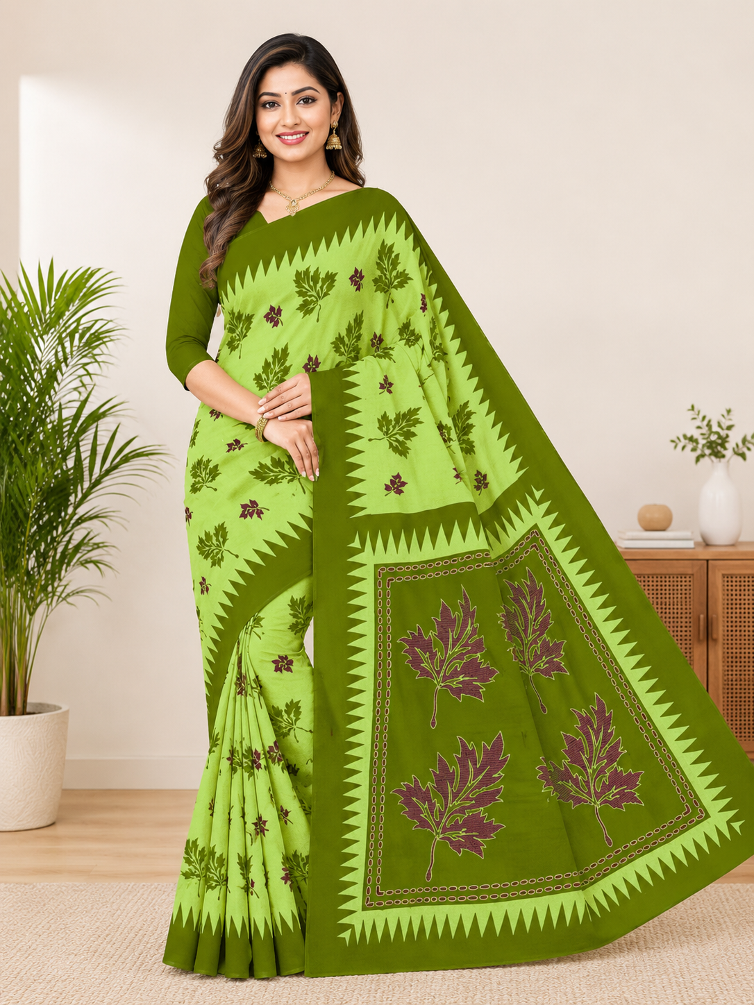Pure Cotton Hand Block Printed Saree for Women | Lightweight Traditional Ethnic Saree with Printed Pallu & Border | Blouse Piece Not Included