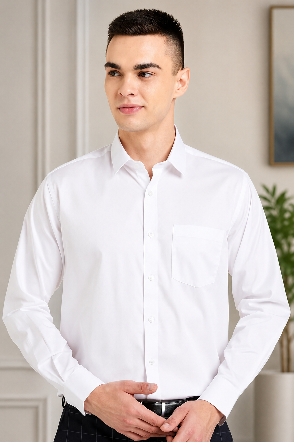 Men's Pure Cotton Solid Formal Shirt | Regular Fit Full Sleeve Office & Business Wear